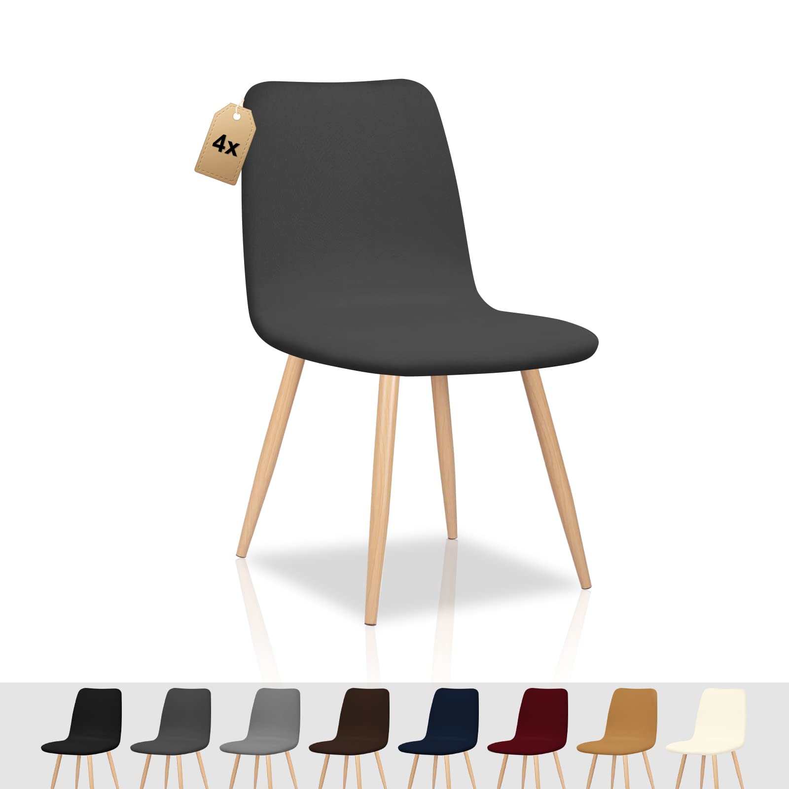 FIGOOO Coprisedie Elasticizzati con Schienale 4 Pezzi Fodere per Sedia Scandinavo Coprisedia con Schienale Rotondo Coprisedia Universale Coprisedia da Cucina per Sala da Pranzo,Grigio Scuro