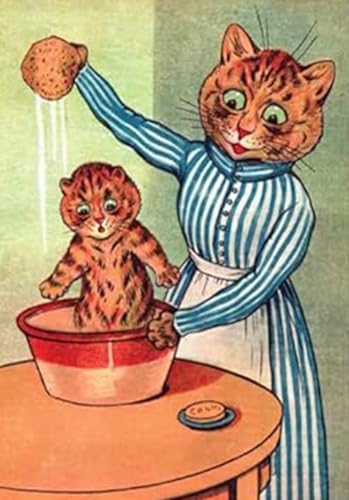Art mural Louis Wain Chaton de bain de haute qualite impression sur toile