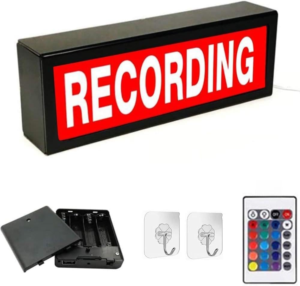 Light Box LED Recording con Telecomando Wireless 10m, Neon Studio per Streaming Gaming Ufficio e Feste, Decorazione da Parete Gamer, Streamer e Creatori di Contenuti