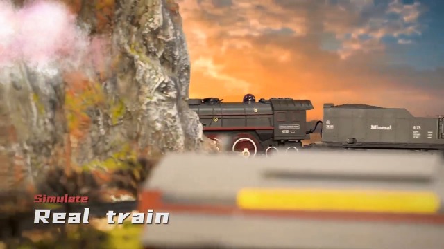 Train électrique Télécommandé Vapeur – Locomotive Avec Fumée, Lumières, Sons, 37 Rails, Télécommande 2 En 1, Cadeau Noël Dès 3 Ans