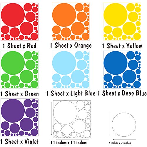 Mozamy Creative Dots Wall Decals (175 Count) Primary Colors Dots Decals Rainbow Colors Polka Dot Decor Kids Wall Decals Classroom Wall Decals Playroom Wall Decor #TOP5