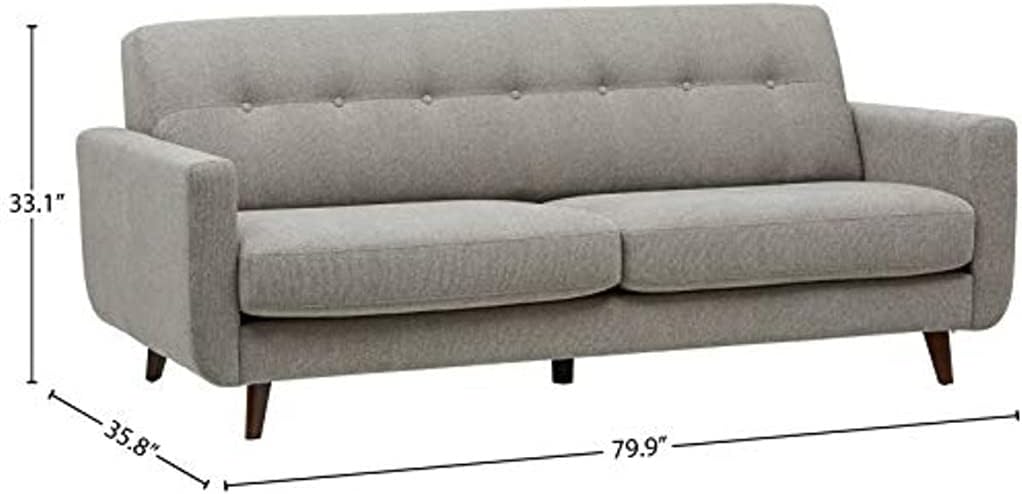 Rivet Mid-Century Sofa Couch, 79.9" W, Pebble Grey