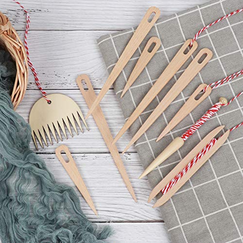 image for Olgaa 10 Pieces Wood Hand Loom Stick Set, Include 7 Pcs Wood Weaving C