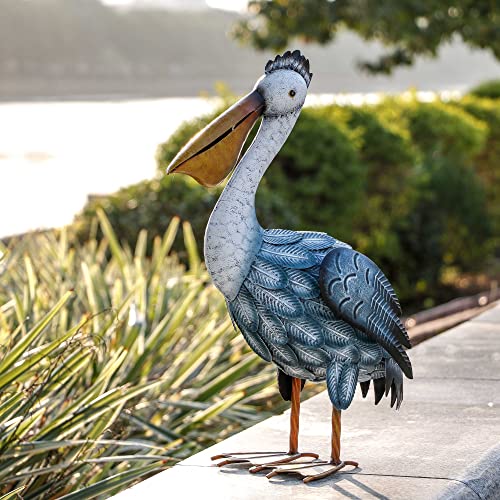 Teresa's Collections Pelican Statues Outdoor Decor, 16.5" Coastal Ocean Bird Garden Statues & Sculptures, Metal Yard Art Lawn Ornaments For Patio, Porch, Pond, Pool, Backyard Decorations #TOP5