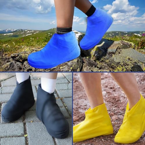 Funngy Überschuhe Wasserdicht,3 PCS Schuhüberzieher Wasserdicht Latex ÜBerschuhe rutschfeste Schuhüberzüge Wiederverwendbar Schuhüberzieher für Outdoor Regen Schneetag Schlammige Straßen
