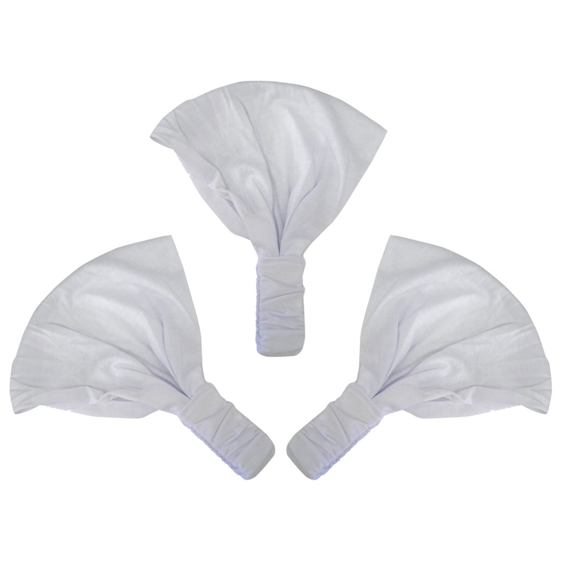 Motique Accessories Set of 3 Wide Cotton Head Band Solid Boho Yoga Style Soft Hairbands - White