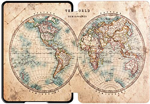 QIYI Case Fits Kindle Paperwhite 10th Generation 2018 Released eBook Reader Covers Smart Covers PU Leather Water-Safe Cases for Kindle Paperwhite with Auto Wake / Sleep - The World in Hemispheres - Thumbnail 2