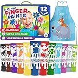 Toddler Finger Paint - Washable Paint for Kids 1-3, Finger Painting for Toddlers 1-3 - Non Toxic Baby Safe Toddler Craft Supplies for Hand and Feet - Skin Safe Baby Arts and Crafts for Kids Gifts