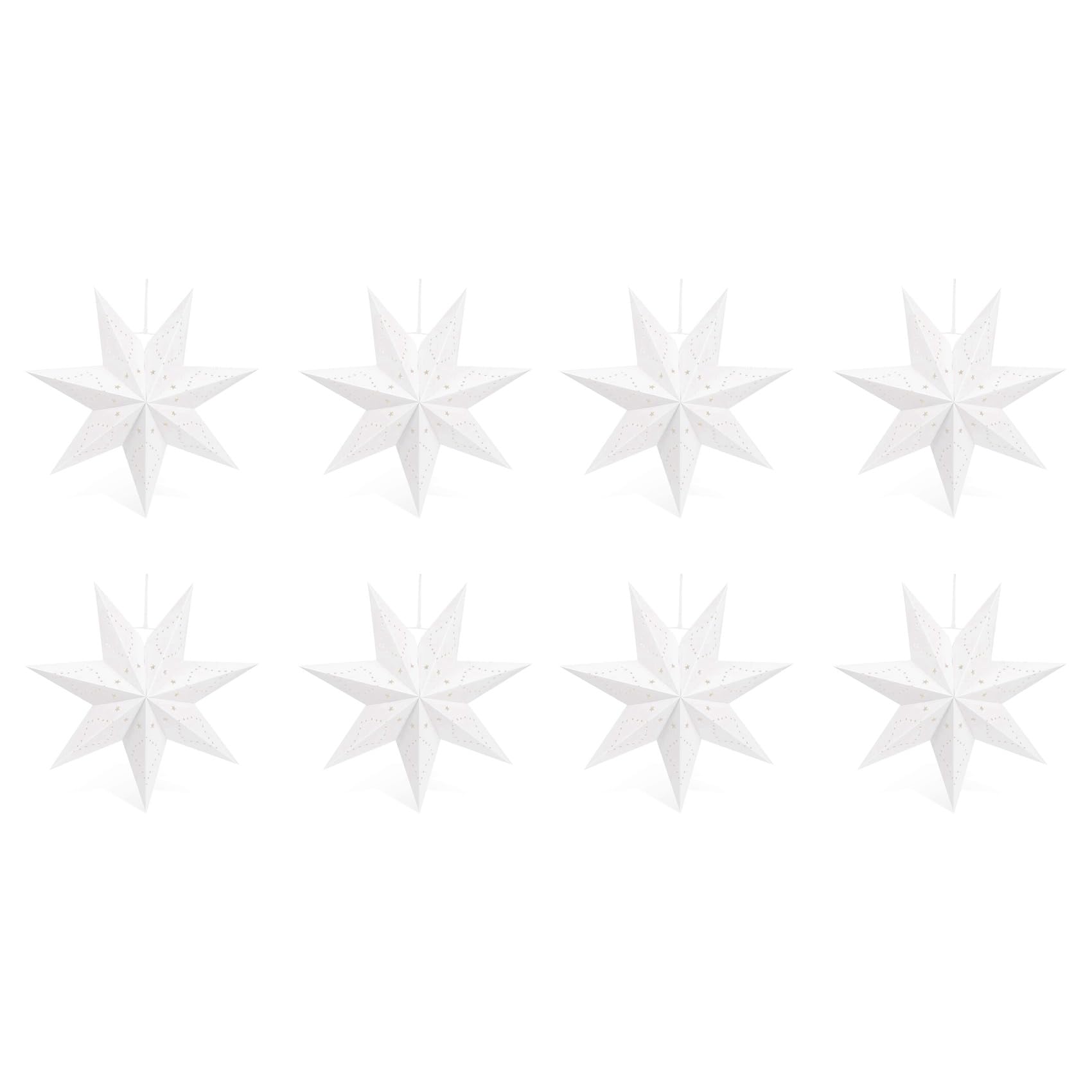 Vjsujehgy 8X Hanging Paper 7 Pointed Star Lantern, Christmas Hanging Star Decorations for Christmas Wedding Birthday Decoration