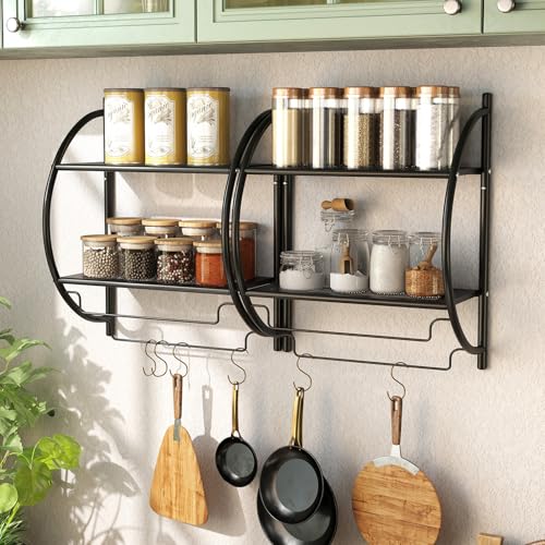 Miniatura 2 de Lifezeal Estante Toallero De Pared, Baño Con 2 Estantes Y 2 Barras De Hierro Cromado, Multifuncional, 45 X 25,5 X 55 Cm, Capacidad De Peso 14 Kg Negro