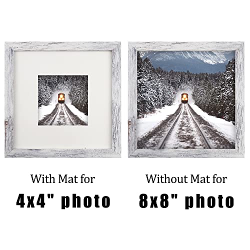 Toforevo 8X8 Square Picture Frames Set Of 2 Distressed White Wood Grain Photo Frame For Gallery Wall Mounting Or Tabletop Display #TOP1