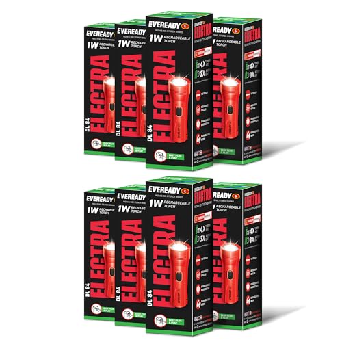 Image of Eveready DL84 Electra, Durable ABS Body, LED, Easy Plug & Play Charging, SLA Battery, Overcharge Protection, Pack of 8