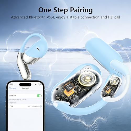 Image of 2026 Open Ear Wireless Earbuds Headphones, Bluetooth Built-in Mic,Waterproof, LED Display Charging Case,on Ear Hooks Clip Ear Buds,Ultra-Comfort Earphones Design for Gym /Workout /Sport