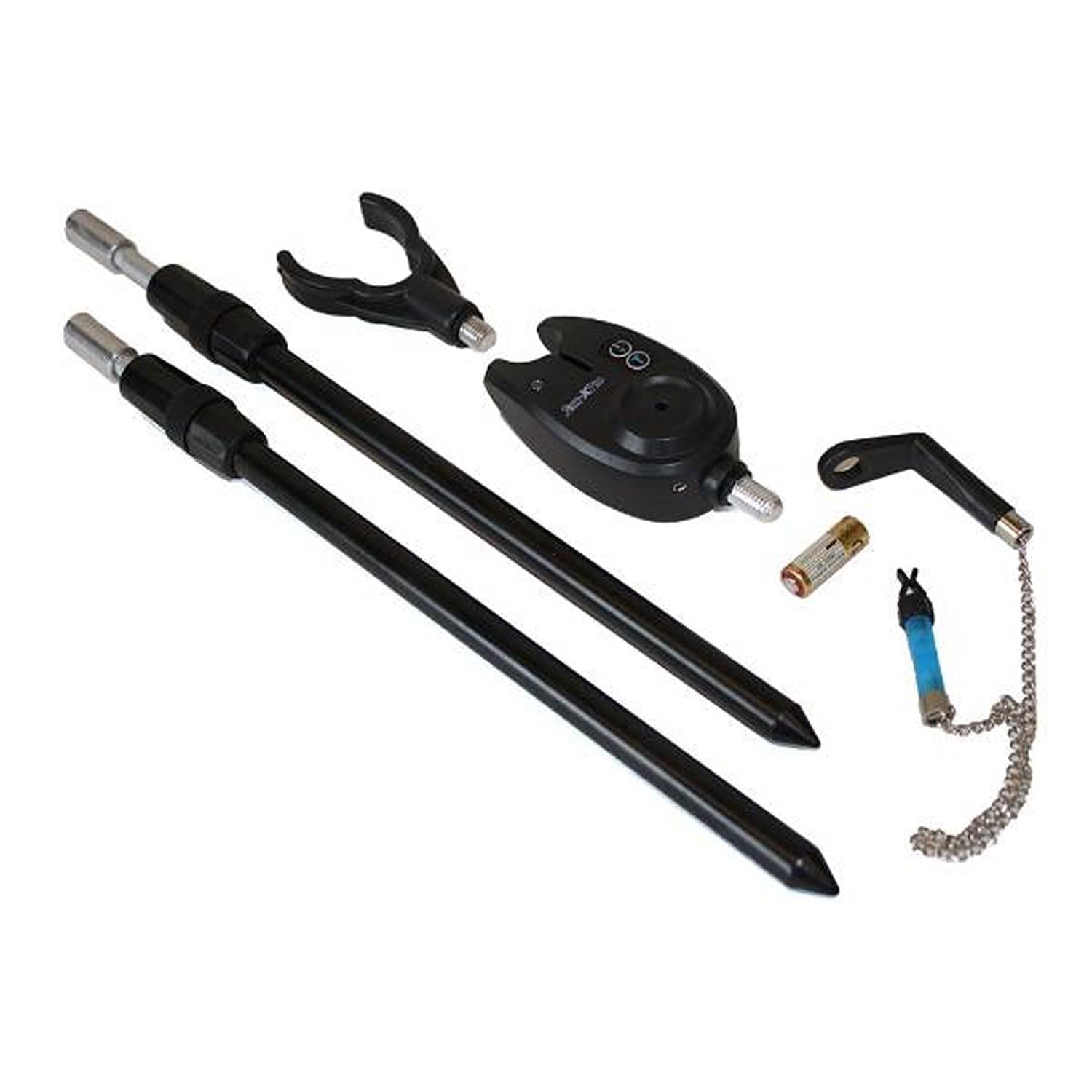 Carp Improve Set - Carp Rod Set Black - Pacchetto completo per la pesca alla carpa - Materiali di alta qualità - Include rilevatori di abboccata, oscillatori, Rodpod, schienali e custodie