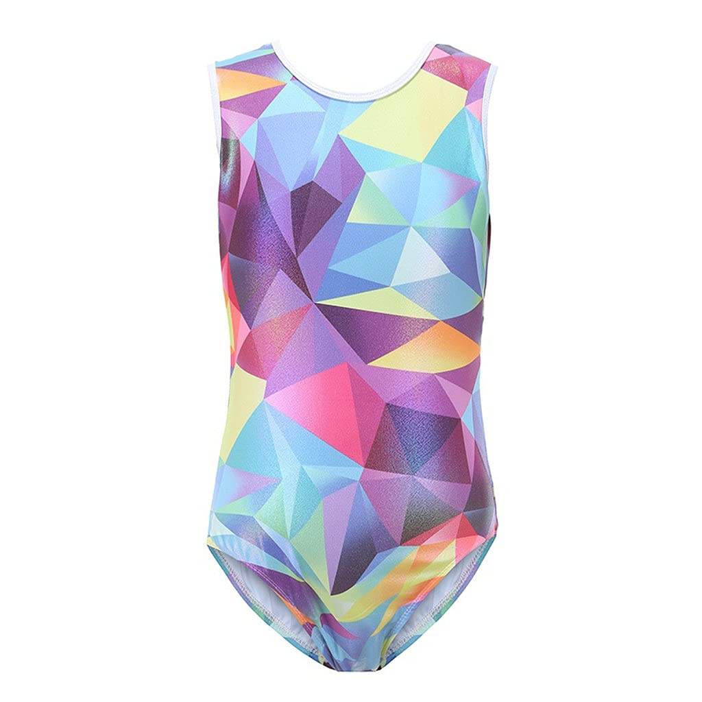 Justaucorps de ballet pour filles patchwork brillant sans manches gymnastique