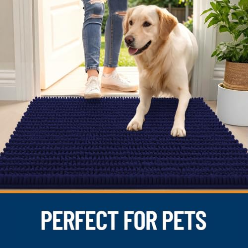 Image of OLANLY Dog Door Mat for Muddy Paws 30x20, Ultra-Absorbent Chenille Mud Mat