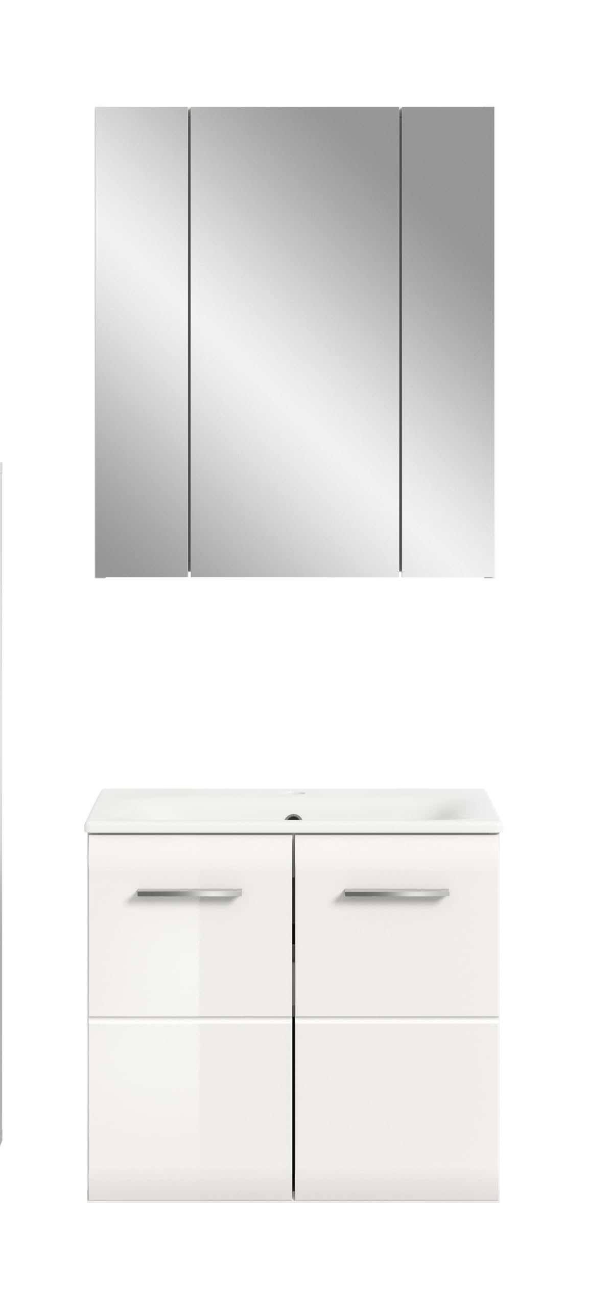 xonox.home – 2 TLG. Stilvolle Badmöbel-Kombination Ice 60x185x46 cm in Korpus weiß Nachbildung und Front weiß Hochglanz – modernes Set für Dein Bad – edel & leicht zu reinigen – Bild 2
