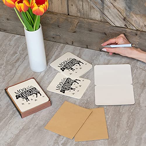 Image of Artisan Blank Note Cards by Studio Oh! - MOOchas Gracias - Pack of 8 - 4.25 inch x 5.5 inch Printed Textured Art Paper Embellished with Foil Stamping Cards and Envelopes