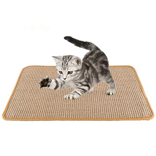 SlowTon Tapete Scratcher para Gato, Almohadilla para raspar de Cuerda Tejida de sisal Natural para Garras de molienda de Gato y Muebles de Alfombra de Alfombra de protección (Caqui)