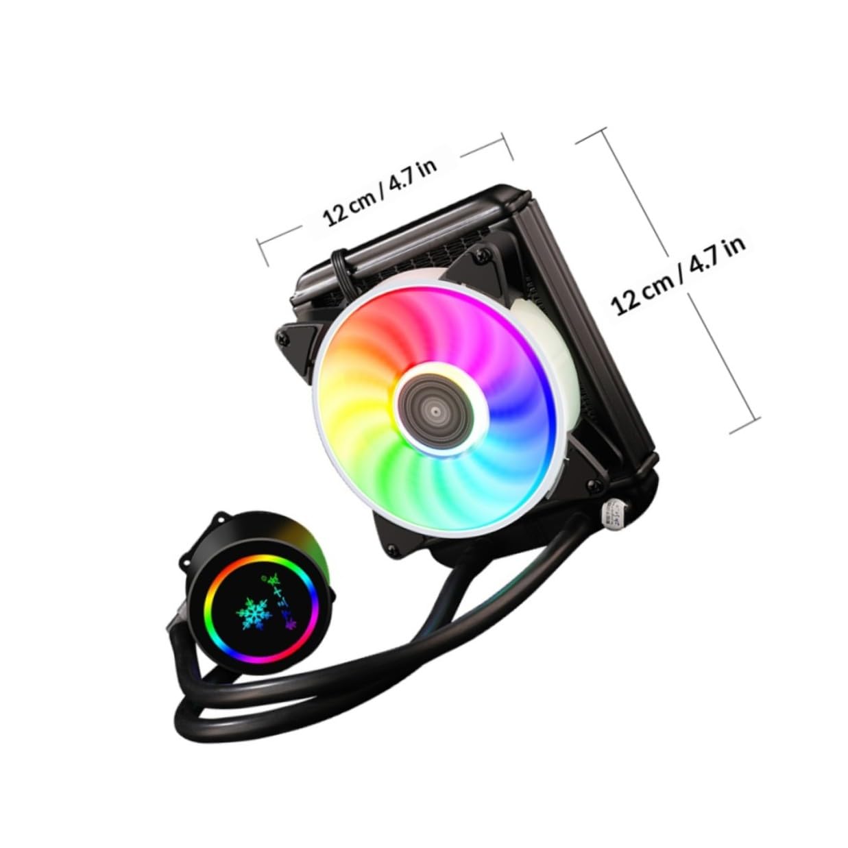 OSALADI CPU Cooler Radiator Liquid Cooler 120mm Integrated Water Cooling System for Gaming Desktop Pcs, Quiet High-Performance CPU Radiator with Argb Lighting