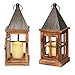 Flameless Tin & Wood Rustic Candle Lanterns, 15