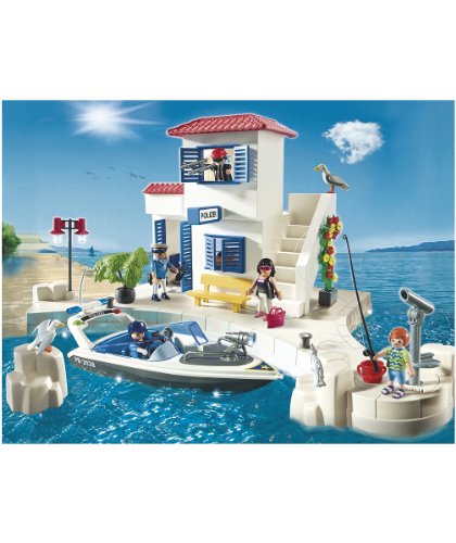 Playmobil - 5128 - Jeu de Construction - Police du Port et Bateau Rapide
