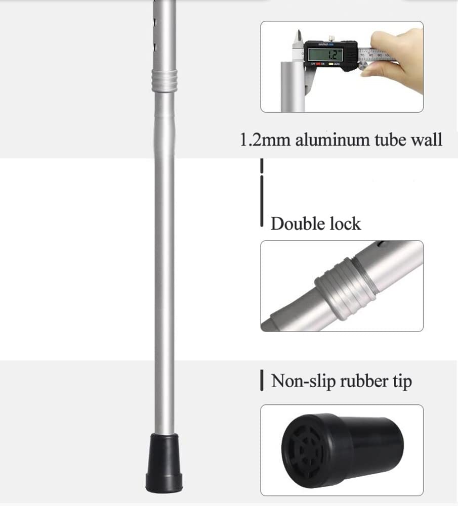2×Muletas para Adultos, Muletas para Antebrazo, Puño Abierto, Muletas para Caminar De Aluminio Ajustables Y Plegables, para Altura 166-196 Cm, para Hombres Y Mujeres, Carga 150 Kg, Negro