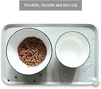 Vista 4 de Hoki Found - Bandeja de silicona para comida de mascotas, tapetes de borde alto para perros y gatos, tapetes impermeables para comida de perros