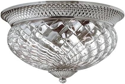 Hinkley Plantation Traditional Three Light Flush Mount, Polished Antique Nickel