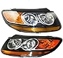 Gdrasuya10 Halogen Headlight Assembly Pair Set for 2007 2008 2009 2010 2011 2012 Santa Fe All Models Chrome Housing Clear Lens Left Driver and Right Passenger Side Headlights