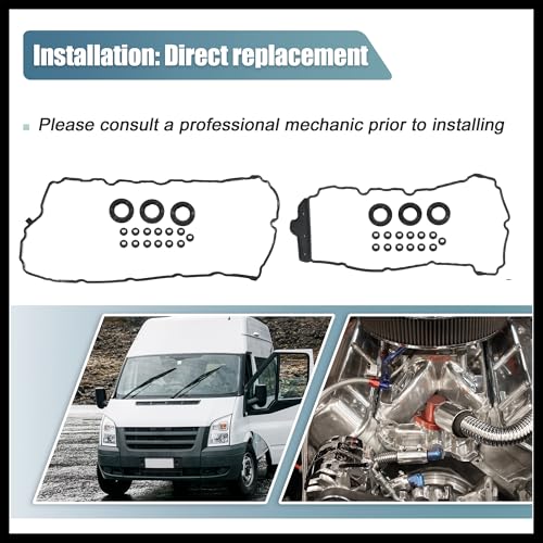 Image of 1 Set Valve Cover Gasket VS50726R for GMC Acadia - 3.6L V6 3564cc 217cid 2007-2008 Rubber Black Durable Material