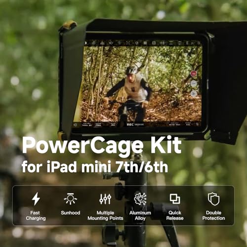 Image of Accsoon PowerCage Mini iPad Cage 8.3inch for i.Pad Mini 6 /7(A17 Pro) Tablet Cage with NP-F Battery Adapter Sunhood Protective iPad Case, Use with SeeMo 4K /CineView for Monitoring