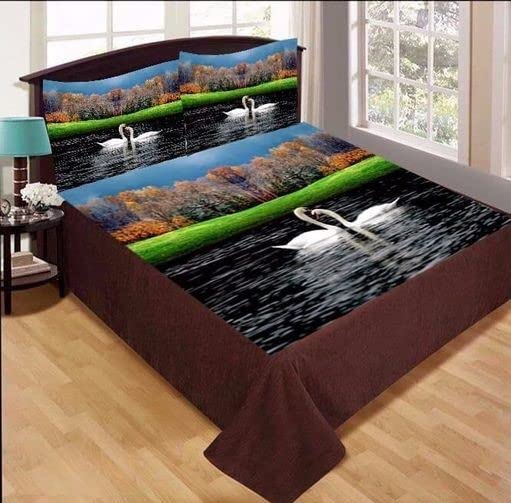 Rensum Double Bedsheet with Pillow Covers for Home - King Size 3D Flatsheets for Double Bed for Bedroom - Velvet Printed Bedsheets for King Bed Bedding Set, 95x105 Inches (B0BN5FJ3RM) Amazon Price History, Amazon Price Tracker