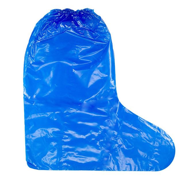 Image of 2026 New 10 Pairs Shoe Covers Boot Covers Plastic Disposable Waterproof Shoe Covers for Men and Women Rain Outdoor Indoors Overshoes (Blue)