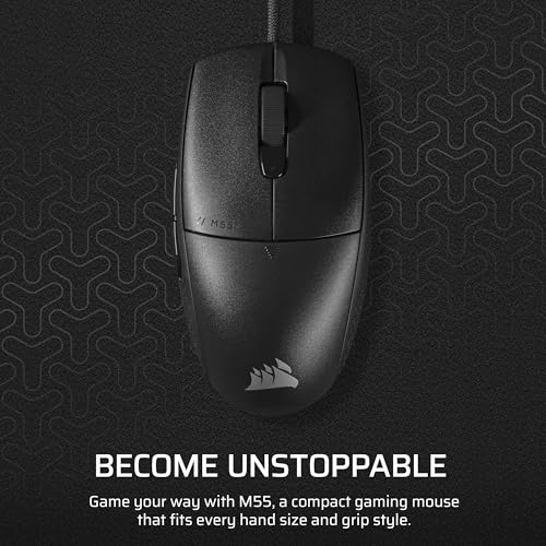 Image of Corsair M55 Wired Lightweight FPS Gaming Mouse - 16,000 DPI - Six Programmable Buttons - Textured Side Grips - Black