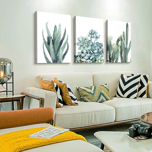 DZRWUBHS Framed Canvas Wall Art For Living Room Large Wall Decor For Bathroom Bedroom Decor Wall Art Pictures Abstract Green Plant Wall Painting Prints Art Modern Kitchen Boho Home Artwork 3 Piece