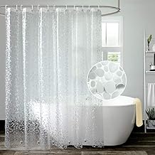 AooHome Pebble Pattern Shower Curtain Liner, Plastic EVA Shower Curtain with Bottom Magnets, Water Repellent, 72x72 inch, Semi Transparent
