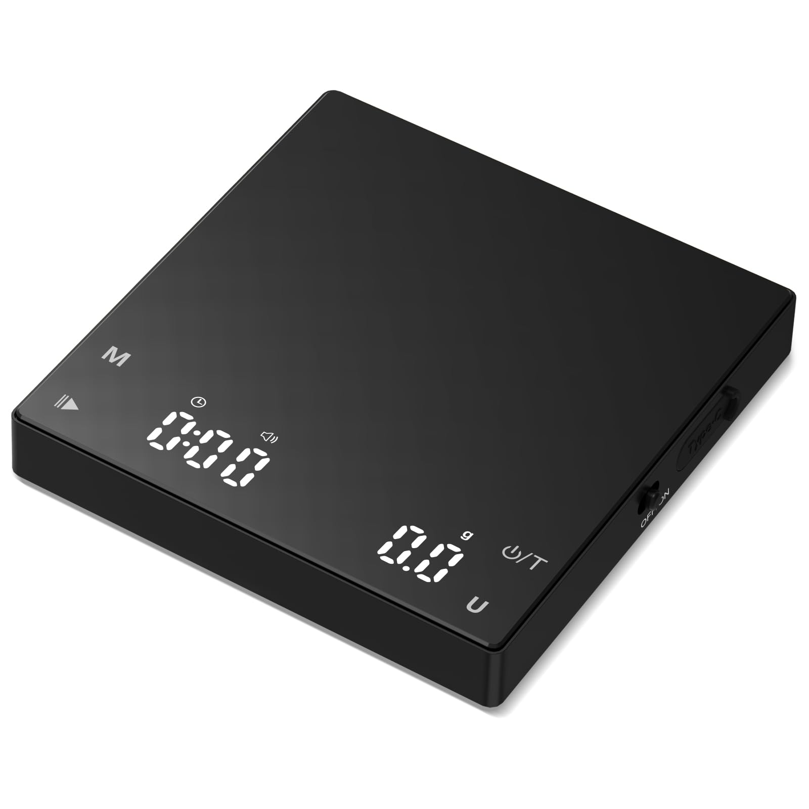 Mini báscula de café recargable, báscula de café con temporizador, escala precisa de 4.4 lbs/0.00 oz, temporizador automático/manual, mini báscula de cocina digital portátil para café por