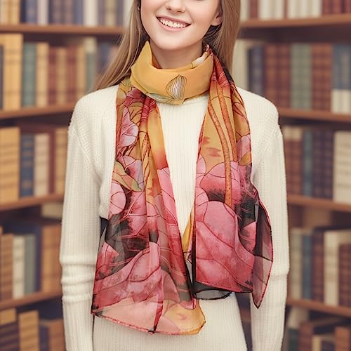 amokk 6 Packs Fashion Scarves for Women Lightweight Chiffon Scarfs for Women Summer Shawl Warp Floral Head Scarf4