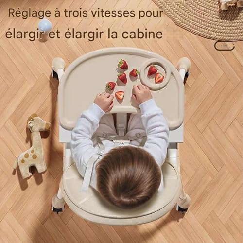 Chaise haute pour bébé pliable avec design polyvalent pour siège sauteur et bercette