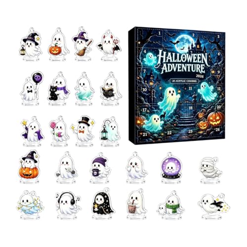 Calendario de cuenta regresiva Halloween 2026 de 24 días con árbol colgante y fantasmas para niños