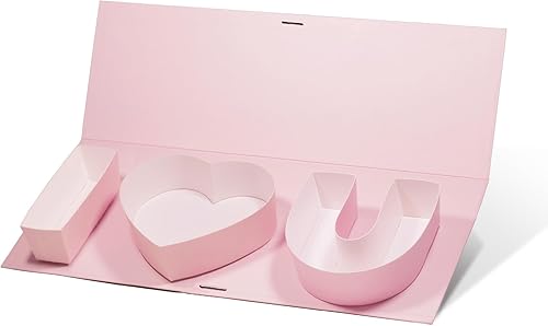 Miniatura 1 de Geoto 17.3 x 6 x 2 pulgadas, diseño creativo "I Love You", cajas de regalo de cartón en forma de letra para el día de San Valentín (rosa)
