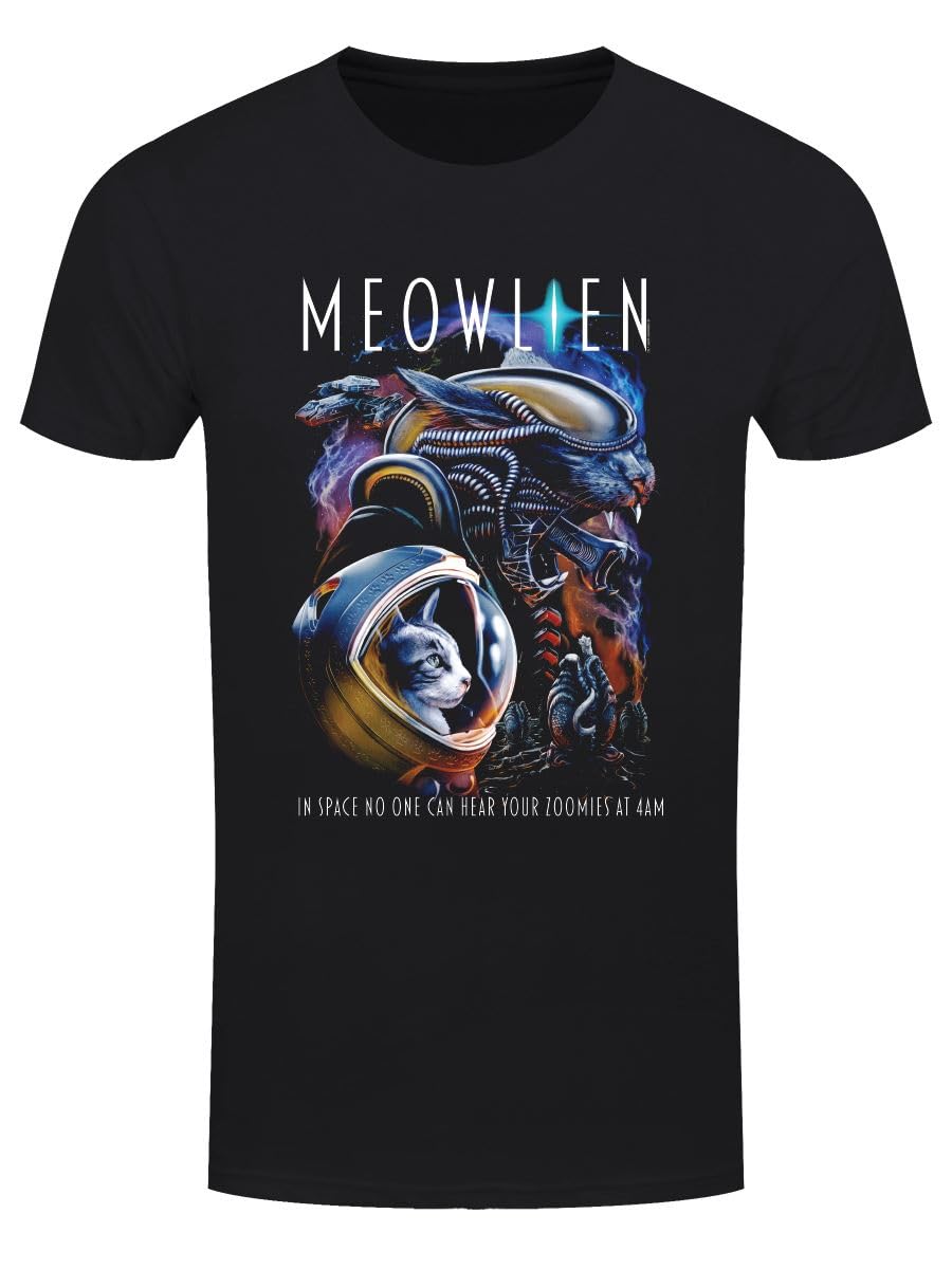 Grindstore Men's Black Meowlien T-Shirt-Large (40-42)