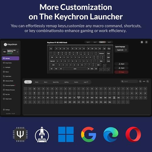 Image of Keychron Q1 RGB Wired Custom Mechanical Keyboard Knob Version, 75% Layout QMK /VIA Programmable with Hot-swappable Gateron G Pro Brown Switch Double Gasket Compatible with Mac Windows Linux (Blue)