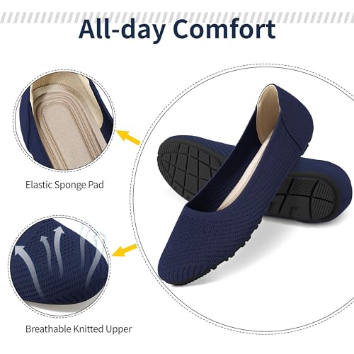 Image of Reimferce Women Comfortable Casual Flats: Lightweight & Anti-Slip for Outdoor Walking - Soft Insole & Breathable Knit for Confidence - Women 25-45