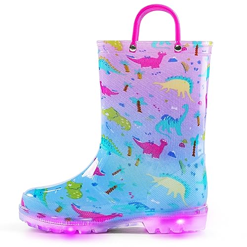 Image of K KomForme Kids Rain Boots Boys Girls Light up Boots with Easy-on Handles | Waterproof, PVC, Slip Resistant