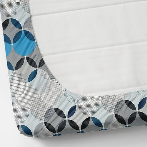 Image of NHD HOME Premium Cotton Elastic Fitted Bedsheets with 2 Pillow Covers Double Bed All Around Elastic Supersoft Size - 72 x 78 +10 inches White Blue & Grey 200 tc - 220 tc
