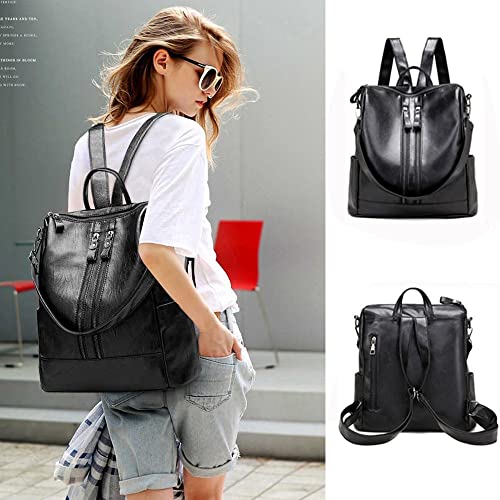 Mochila para mujer – Bolso de hombro grande de poliuretano con correa desmontable, ideal para viajes, universidad y escuela miniatura 4