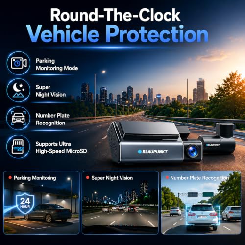 Image of Blaupunkt BPM 555 Smarchoice Dash Cam|Dual Starvis|Real 4K UHD 8MP Starvis 1 Front,4MP Starvis 1, 2K Rear|Built-in GPS & Number Plate Recognition|WiFi 5.8GHz,HDR,Super Night Vision|Supports 512GB SD