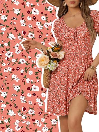 Image of HUHOT Teen Petite Women Floral Short Summer Mini Dresses with Pockets Cute Milkmaid Sundress 2026